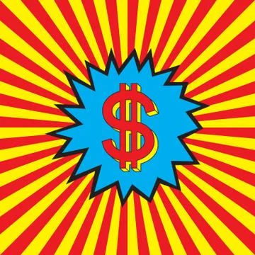 Dollar icon in the pop art explosion Stock Illustration