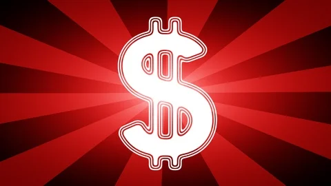 Dollar icon in red abstract background with rays. Stock Footage 113659621