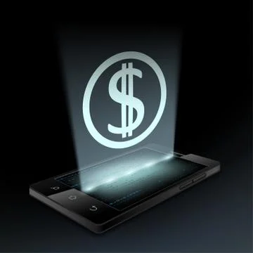 Dollar icon on the screen 스톡 일러스트