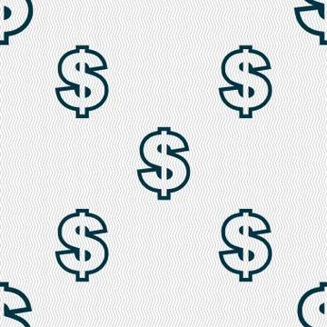 Dollar icon sign. Seamless pattern with geometric texture. Vector Stock Illustration