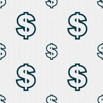 Dollar icon sign. Seamless pattern with geometric texture. Vector Stock Illustration