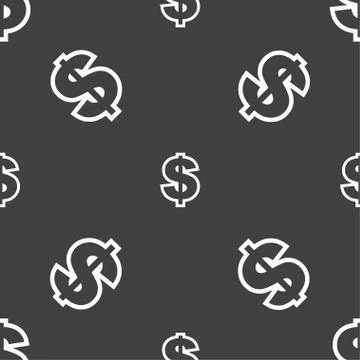 Dollar icon sign. Seamless pattern on a gray background. Vector Stock Illustration