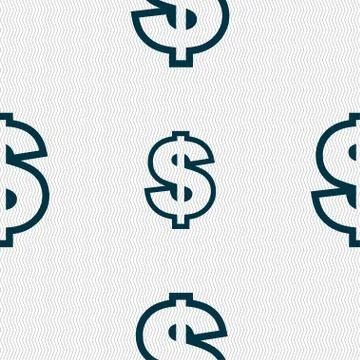 Dollar icon sign. Seamless pattern with geometric texture. Stock Illustration