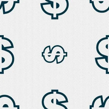 Dollar icon sign. Seamless pattern with geometric texture. Stock Illustration