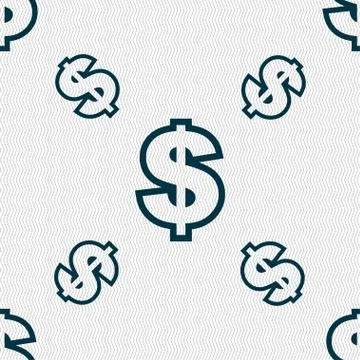 Dollar icon sign. Seamless pattern with geometric texture. Stock Illustration