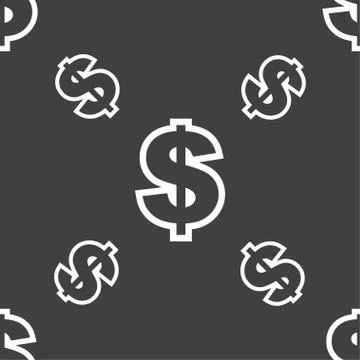 Dollar icon sign. Seamless pattern on a gray background. Stock Illustration
