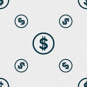 Dollar icon sign. Seamless pattern with geometric texture. Stock Illustration