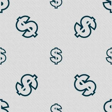Dollar icon sign. Seamless pattern with geometric texture. Stock Illustration