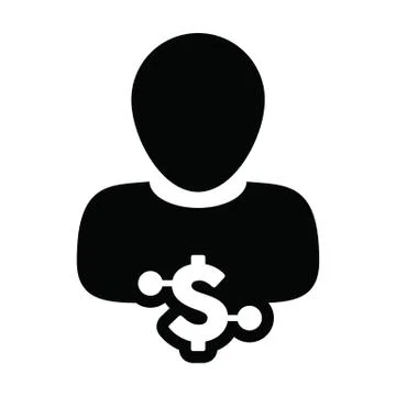 Dollar icon vector digital currency symbol with male user person profile avatar Stock Illustration