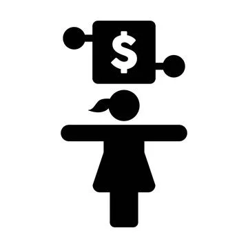 Dollar icon vector digital money symbol with female person for wallet Illustrazione stock