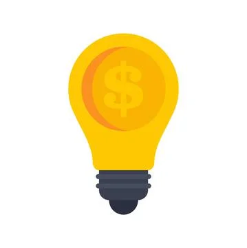 Dollar idea bulb icon flat isolated vector Stock Illustration