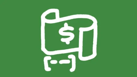 Dollar invoice receipt scroll hand-drawn cartoon graphic with chalk outline Stock Footage 336405002