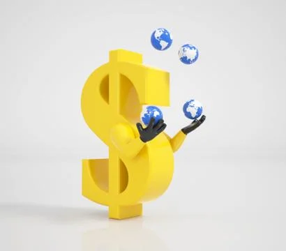Dollar juggling with the world Stock Illustration