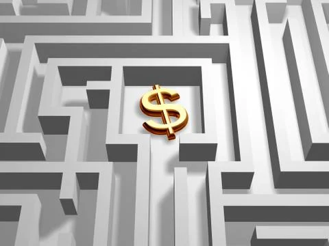 Dollar in labyrinth Stock Illustration