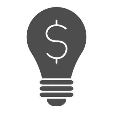 Dollar in lamp solid icon. Coin in a light bulb, business idea symbol, glyph 스톡 일러스트
