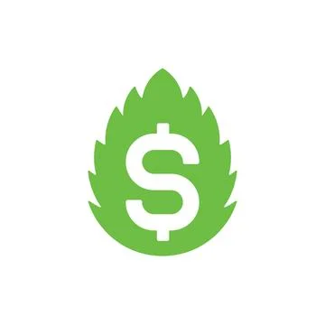 Dollar Leaf Symbol. Leaf shape with a fork silhouette. Web Icon Logo Template Stock Illustration