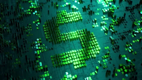 Dollar logo in the form of a microcircuit. Payment systems. Electronic Stock Footage 186959557