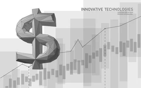 Dollar low poly 3D sign symbol. American finance currency symbol geometric Illustrazione stock
