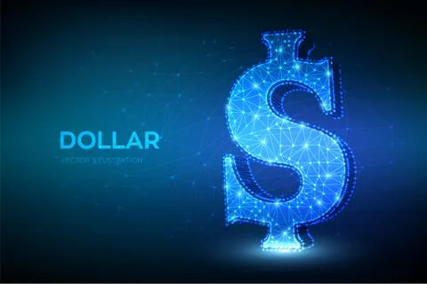 Dollar. Low poly abstract mash line and point United States Dollar sign. USD  イラスト素材