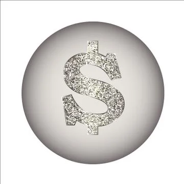 Dollar made of silver or platinum Stock Illustration