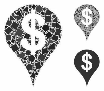 Dollar map marker Composition Icon of Tremulant Elements Illustrazione stock