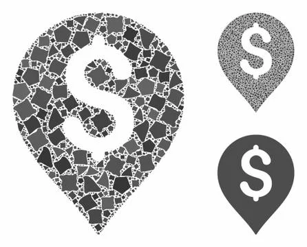 Dollar map marker Mosaic Icon of Bumpy Items Stock Illustration