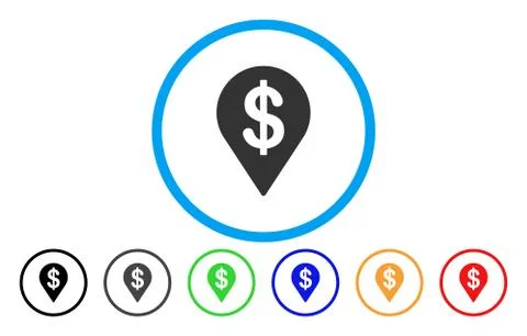 Dollar Map Pointer Rounded Vector Icon イラスト素材