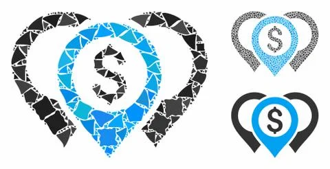 Dollar map pointers Composition Icon of Ragged Pieces 스톡 일러스트