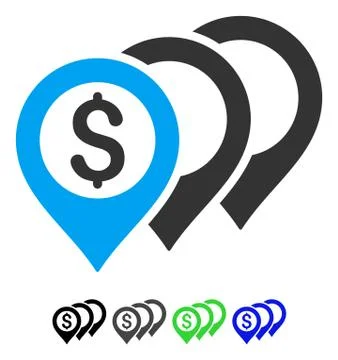Dollar Map Pointers Flat Icon Illustrazione stock