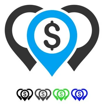 Dollar Map Pointers Flat Icon 스톡 일러스트