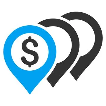 Dollar Map Pointers Flat Vector Icon Stock Illustration