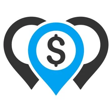 Dollar Map Pointers Flat Vector Icon Illustrazione stock