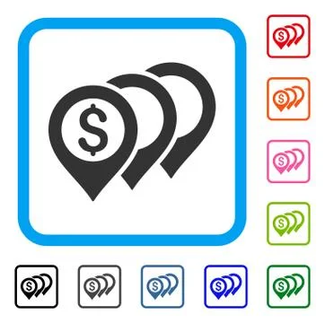 Dollar Map Pointers Framed Icon 库存插图
