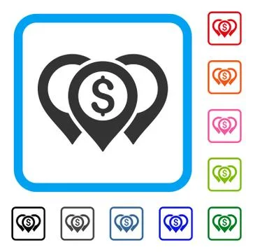 Dollar Map Pointers Framed Icon 스톡 일러스트