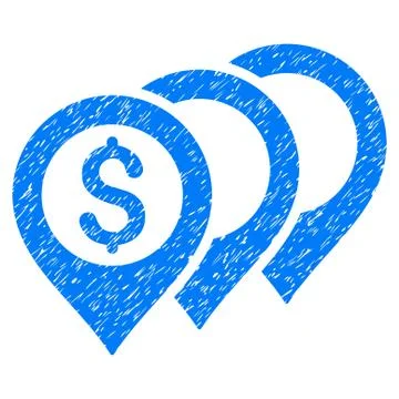 Dollar Map Pointers Grunge Icon Stock Illustration