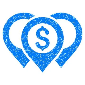 Dollar Map Pointers Grunge Icon 스톡 일러스트