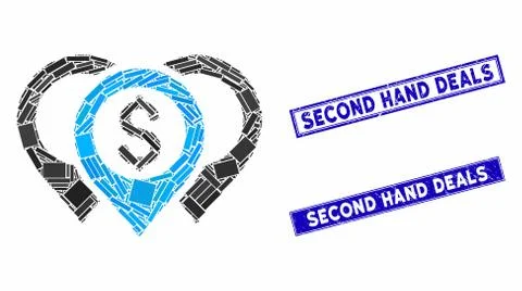 Dollar Map Pointers Mosaic and Distress Rectangle Second Hand Deals Stamp Seals Stock Illustration