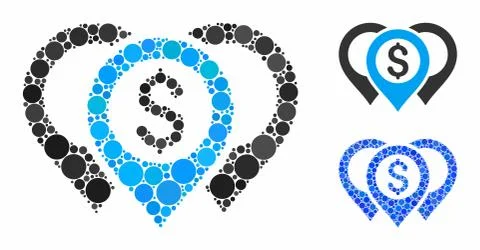 Dollar map pointers Mosaic Icon of Spheric Items Illustrazione stock