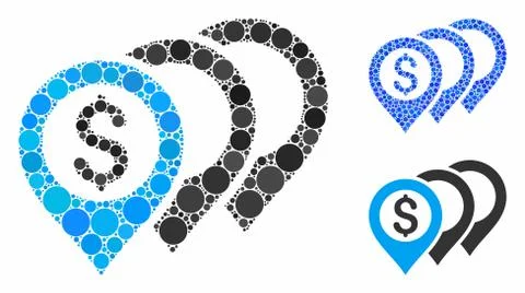 Dollar Map Pointers Mosaic Icon of Circles Stock Illustration