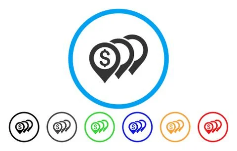 Dollar Map Pointers Rounded Icon Illustrazione stock