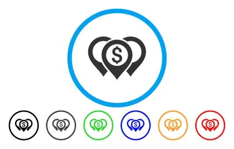 Dollar Map Pointers Rounded Icon Illustrazione stock