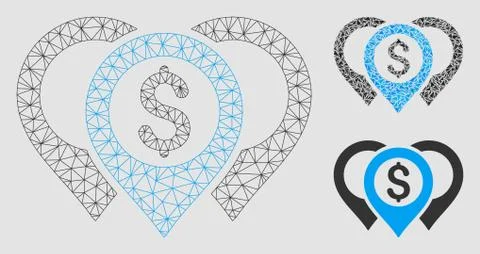 Dollar Map Pointers Vector Mesh Carcass Model and Triangle Mosaic Icon Stockillustratie