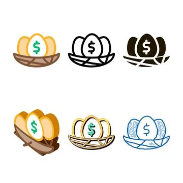 Dollar mark clean eggs icon vector outline Stock Illustration