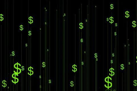 Dollar mark shape color particle CG background wallpaper Stock Illustration