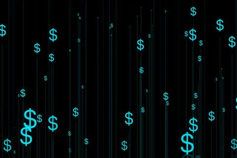 Dollar mark shape color particle CG background wallpaper Stock Illustration