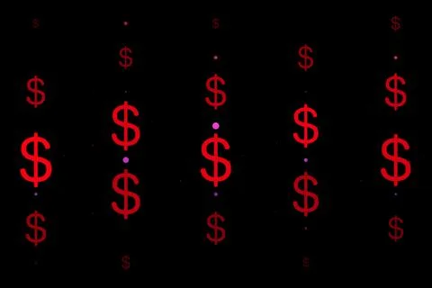 Dollar mark shape color particle CG background wallpaper Stock Illustration