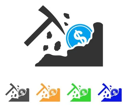 Dollar Mining Hammer Vector Icon Stock Illustration