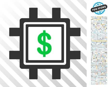 Dollar Mining Pool Flat Icon with Bonus 스톡 일러스트