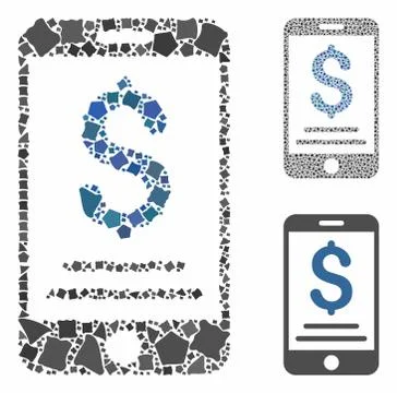 Dollar mobile payment Composition Icon of Ragged Parts Stockillustratie