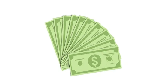 Dollar money overlay flat animation with spread motion to fan shape stack. Stock Footage 344369455